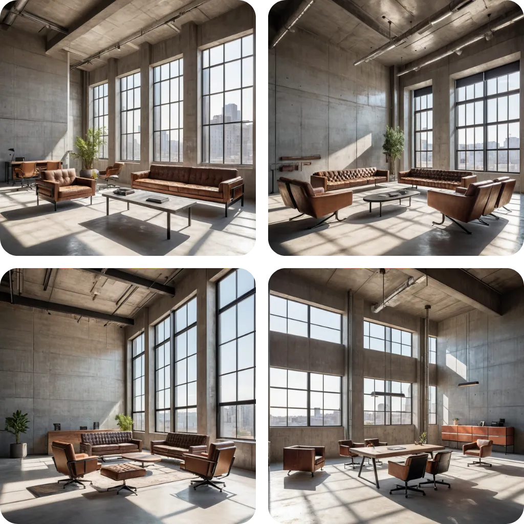industrial style office generated by Gendo AI