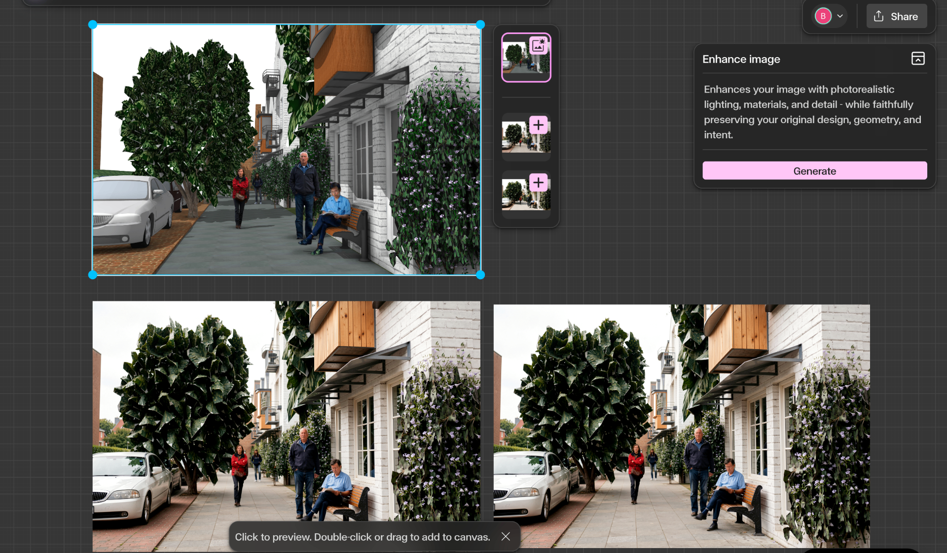 Generate and add to canvas