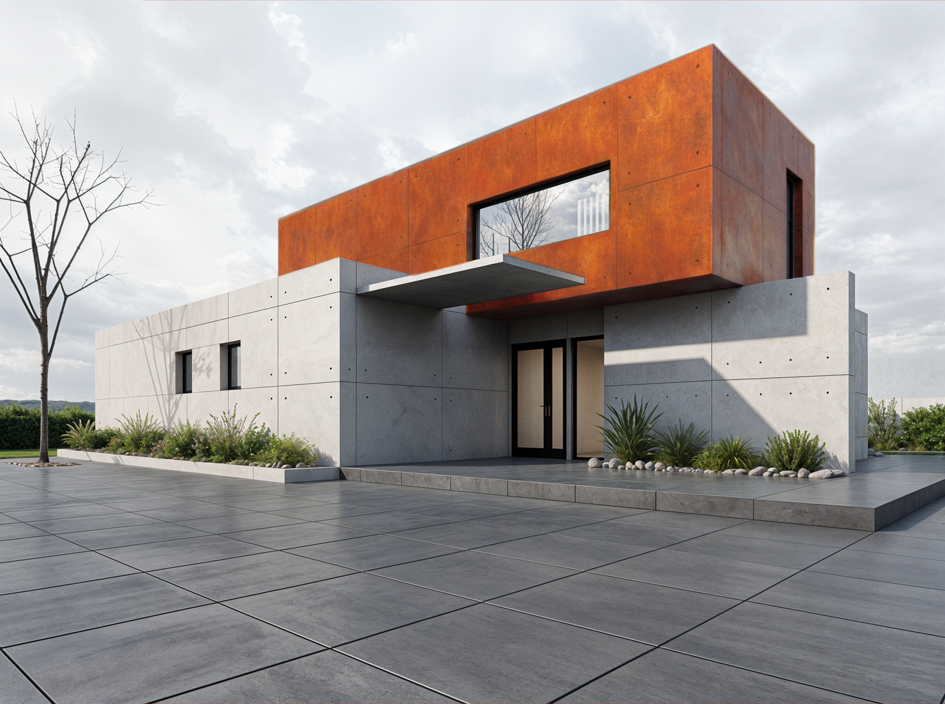 AI material variation C — concrete facade