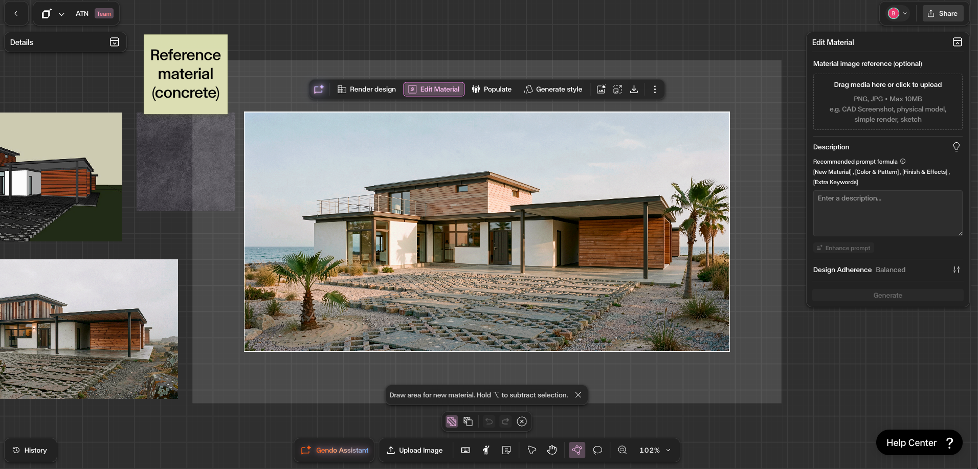 Select the image and open the Material panel