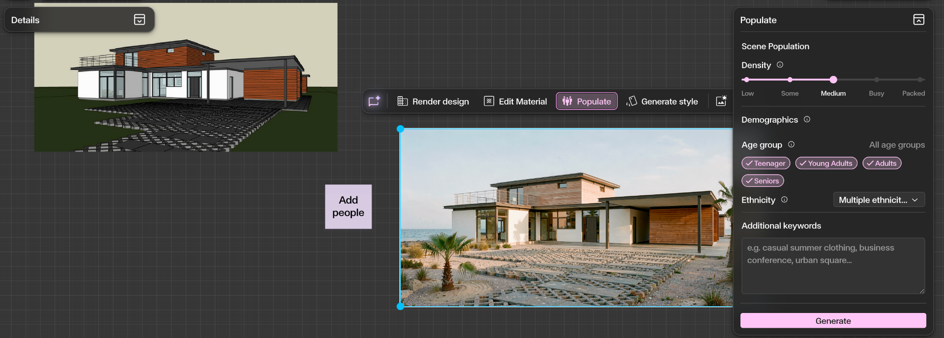 Select your image and find Populate