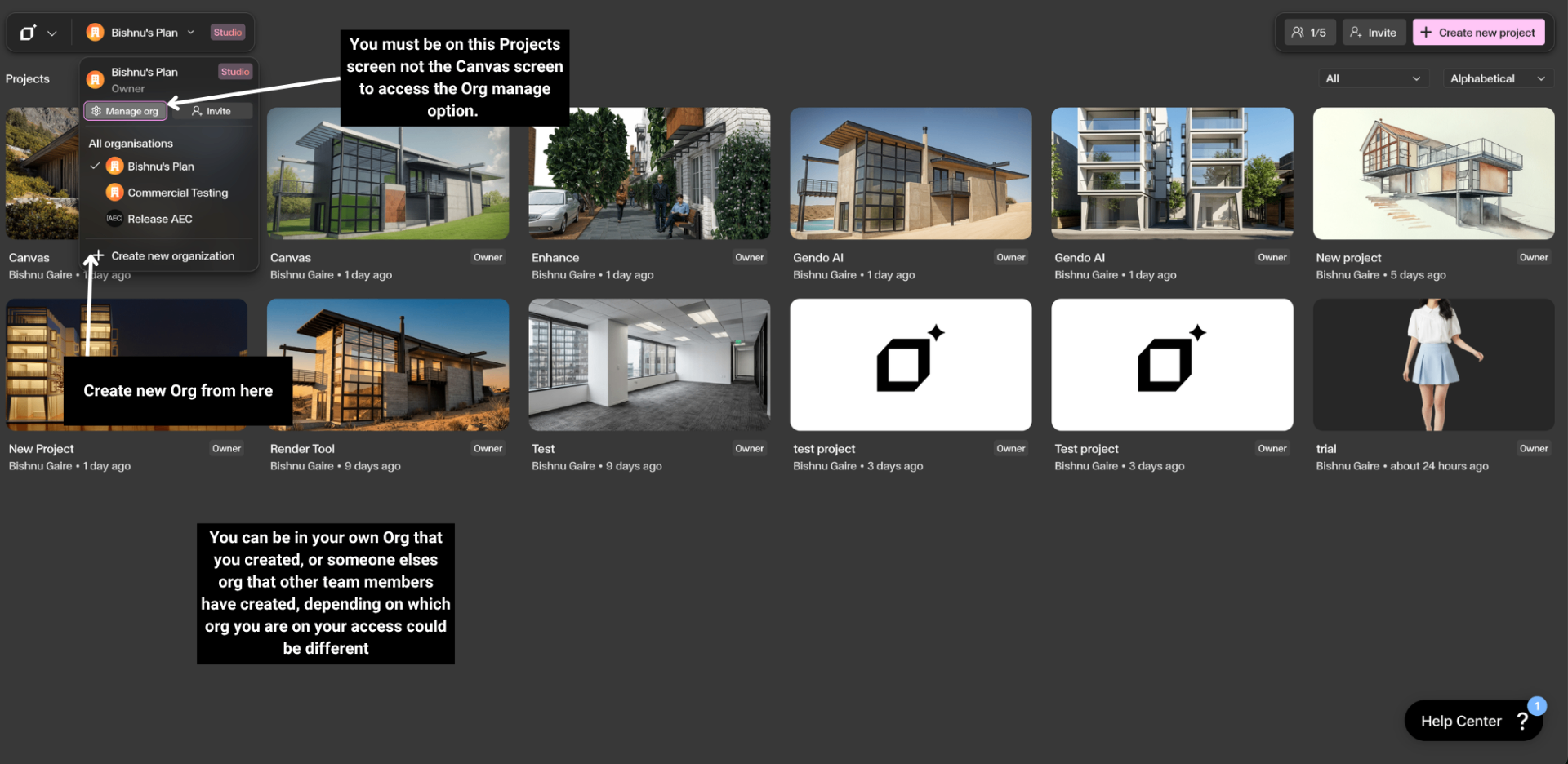 Create a new organisation