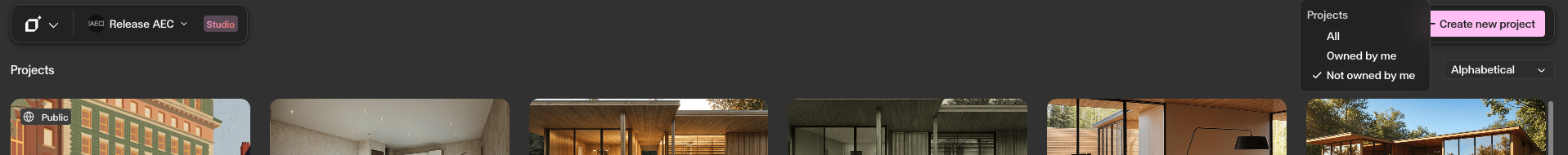 Filter and organise projects
