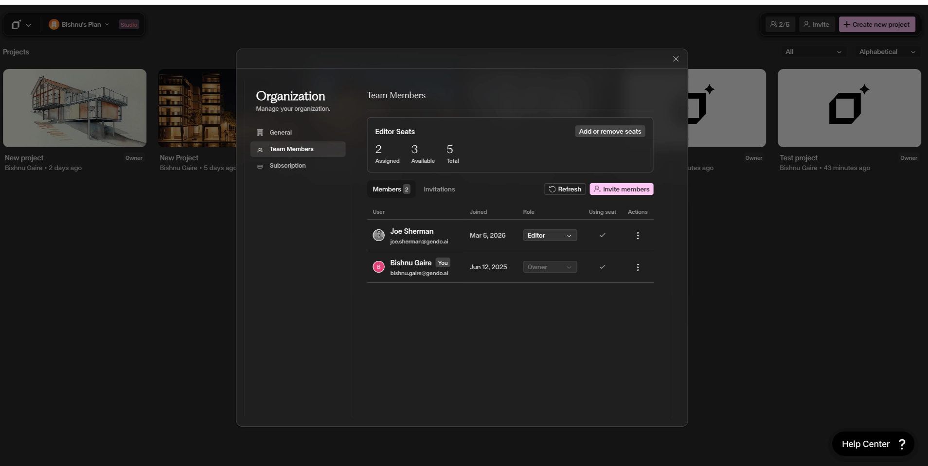 Manage seats and access