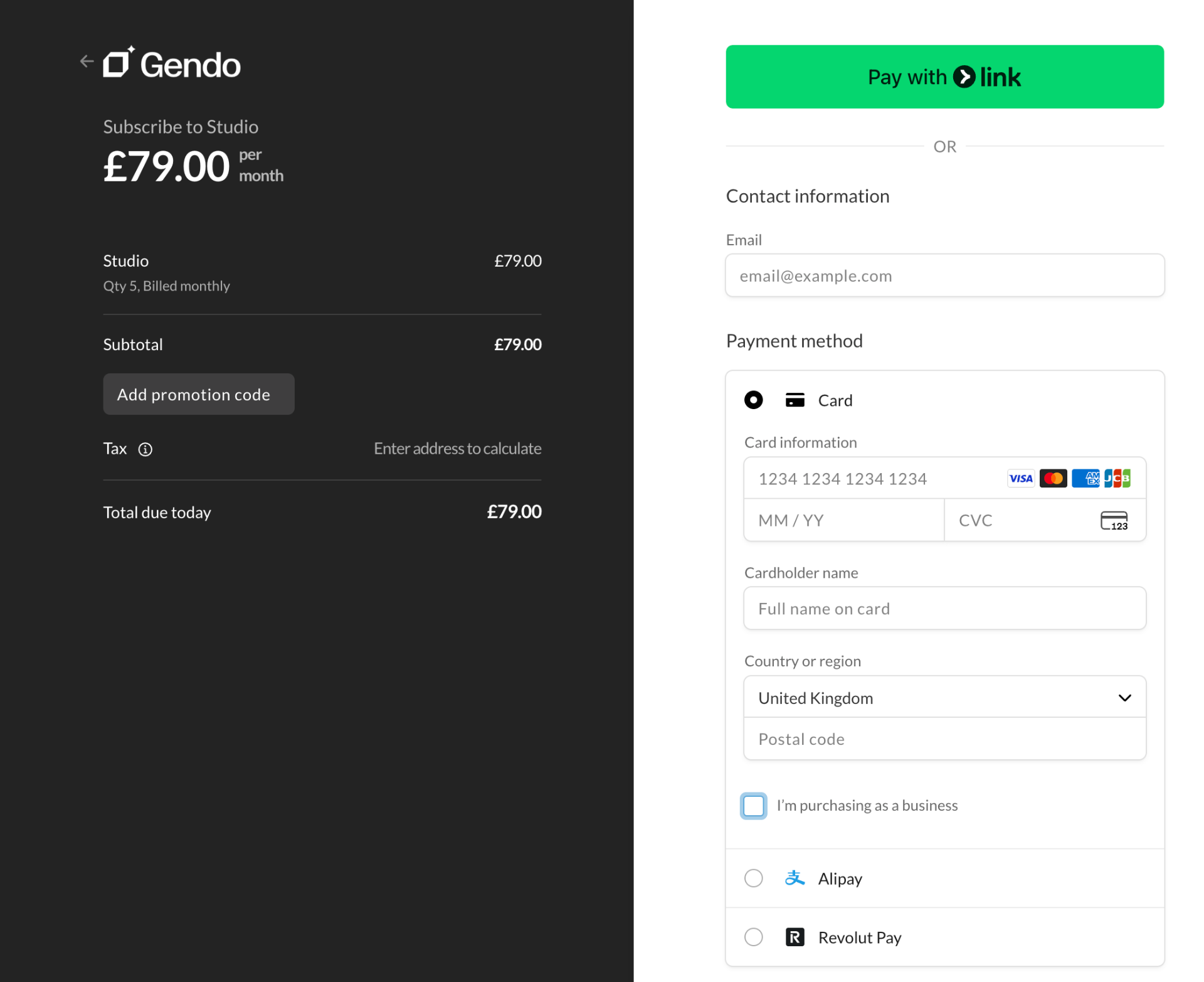 Complete payment on checkout