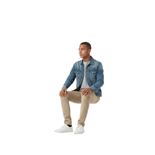 Side-view Hispanic male sitting cut-out PNG