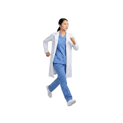 Front-view Asian female walking cut-out PNG
