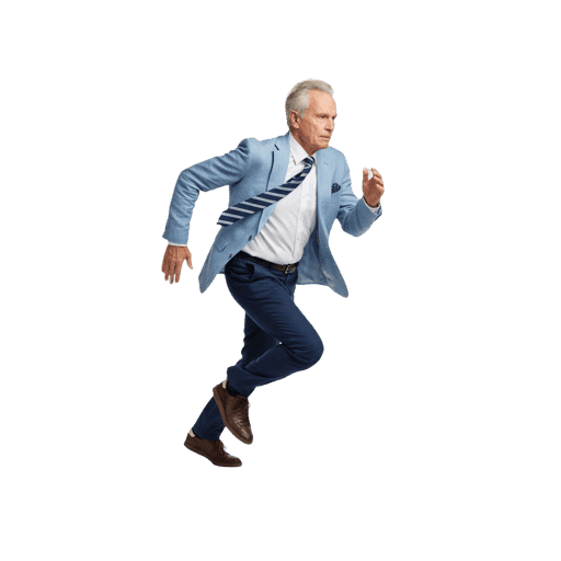 Side-view Caucasian male running cut-out PNG
