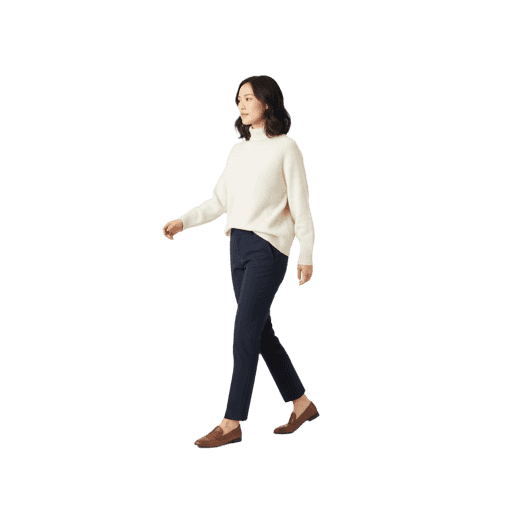 Front-view Asian female walking cut-out PNG