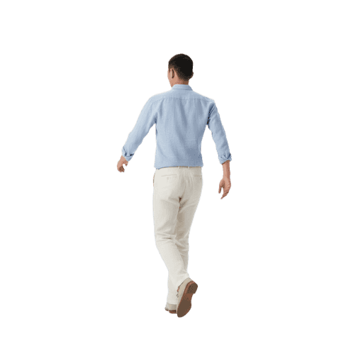 Front-view Asian male walking cut-out PNG