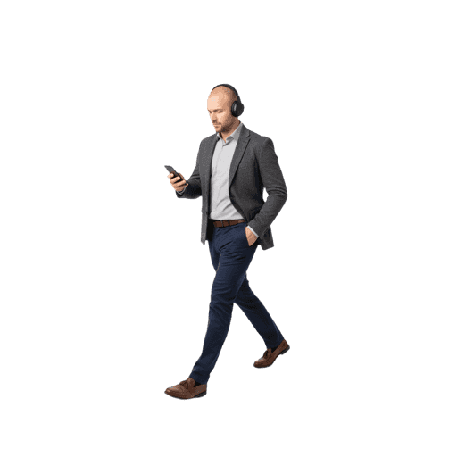 Side-view Caucasian male walking cut-out PNG
