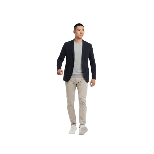 Front-view Asian male walking cut-out PNG