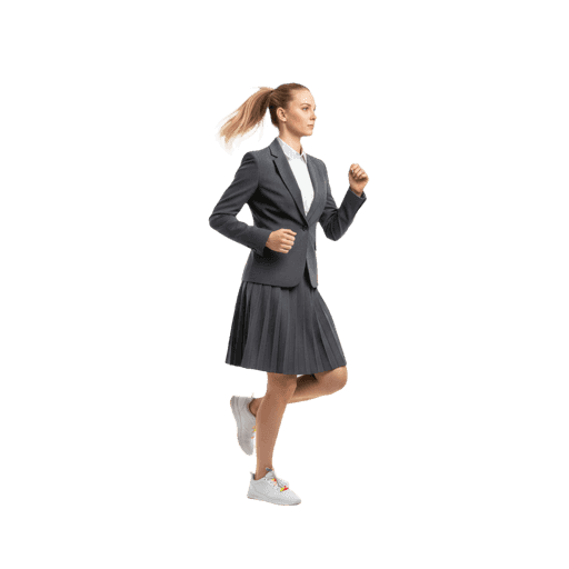 Side-view Caucasian female jogging cut-out PNG
