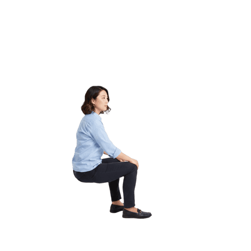 Front-view Asian female walking cut-out PNG
