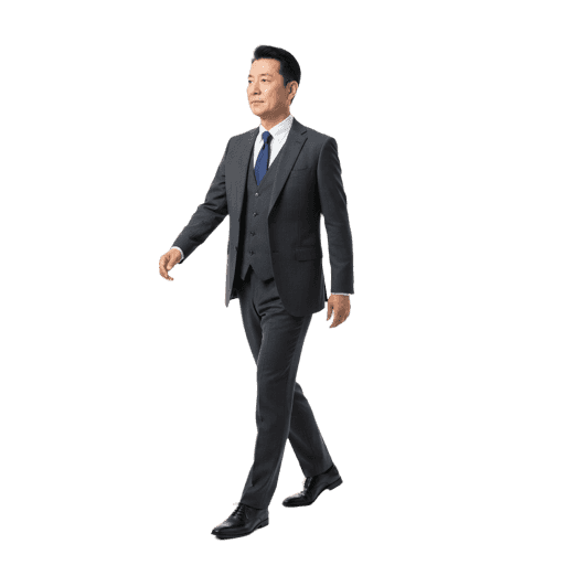 Side-view Asian male walking cut-out PNG