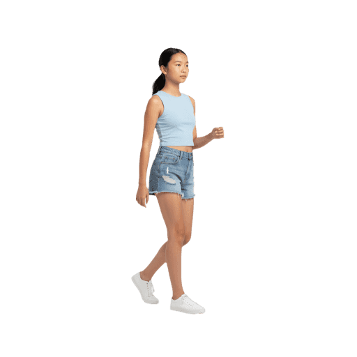 Front-view Asian female walking cut-out PNG