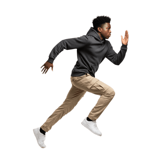 Side-view African male running cut-out PNG
