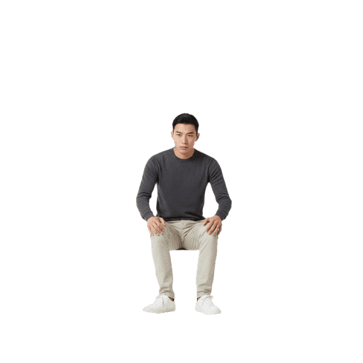 Front-view Asian male walking cut-out PNG