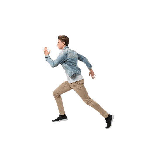 Back-view Caucasian male running cut-out PNG