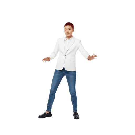 Front-view Asian female standing cut-out PNG