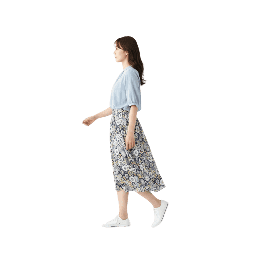 Front-view Asian female walking cut-out PNG