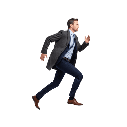 Front-view Caucasian male running cut-out PNG