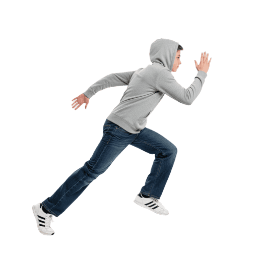 Back-view Caucasian male running cut-out PNG