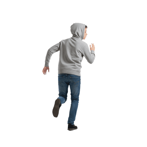 Back-view Caucasian male running cut-out PNG