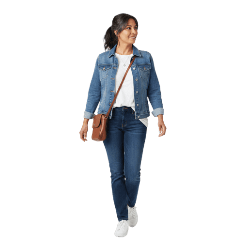 Front-view Hispanic female walking cut-out PNG