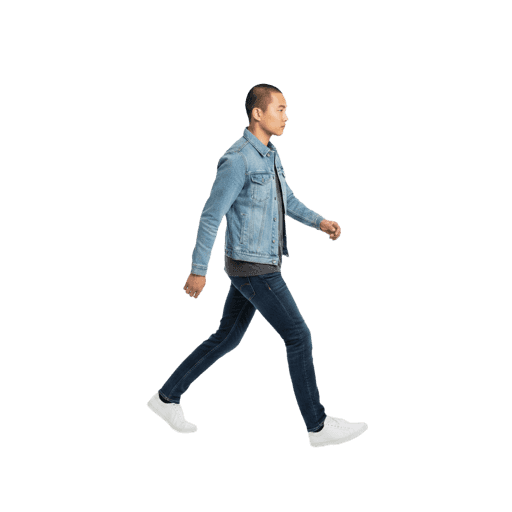 Front-view Asian male walking cut-out PNG