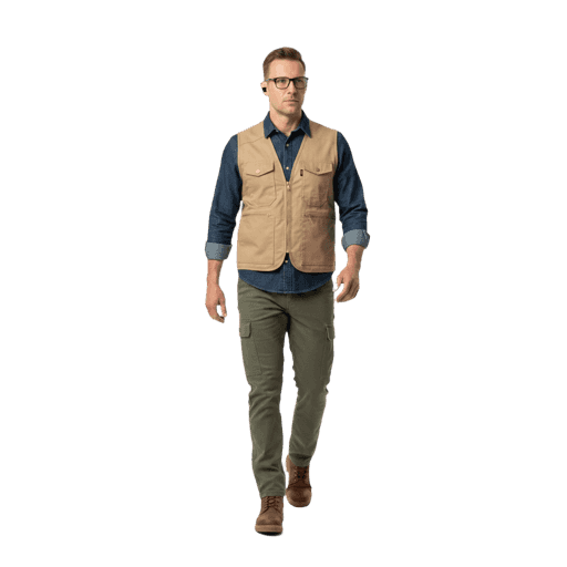 Front-view Caucasian male walking cut-out PNG