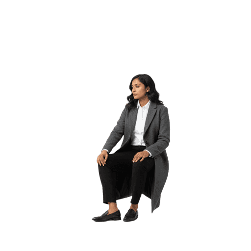 Side-view Indian female sitting cut-out PNG