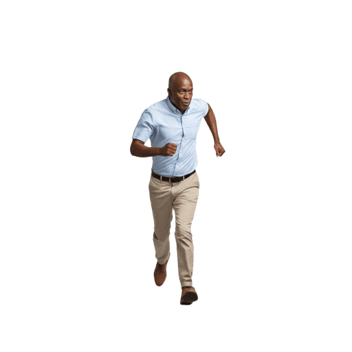 Front-view African male running cut-out PNG