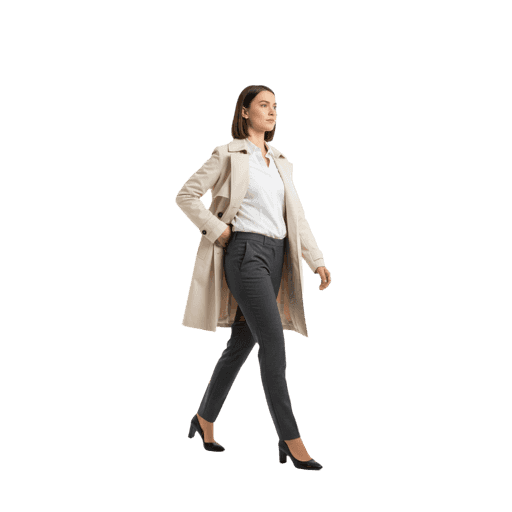 Front-view Caucasian female walking cut-out PNG