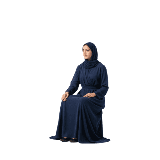 Side-view Arabic female sitting cut-out PNG
