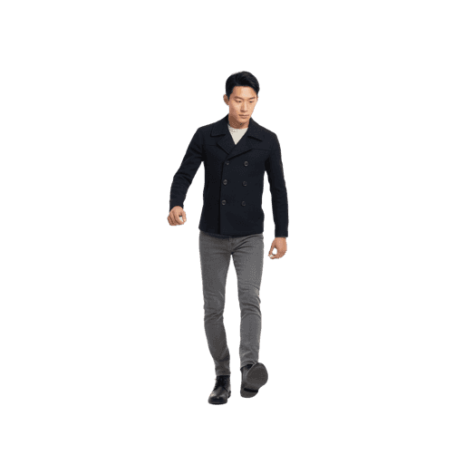 Front-view Asian male walking cut-out PNG