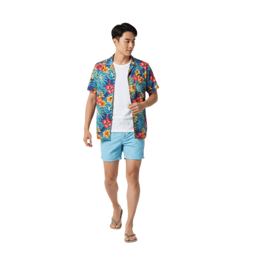 Front-view Asian male walking cut-out PNG