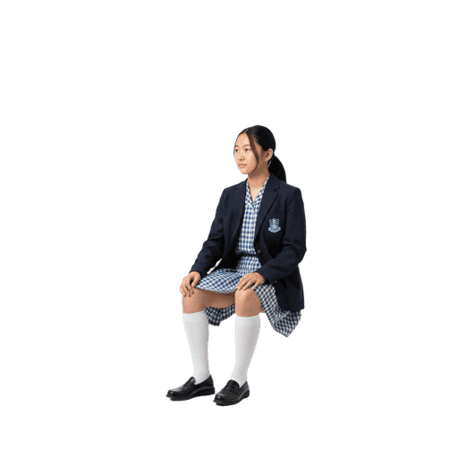 Side-view Asian female sitting cut-out PNG